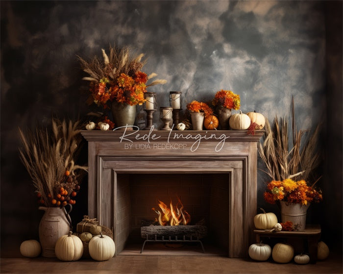 Kate Automne Cheminée Intérieur Boho Toile de fond conçue par Lidia Redekopp - Kate Backdrop FR