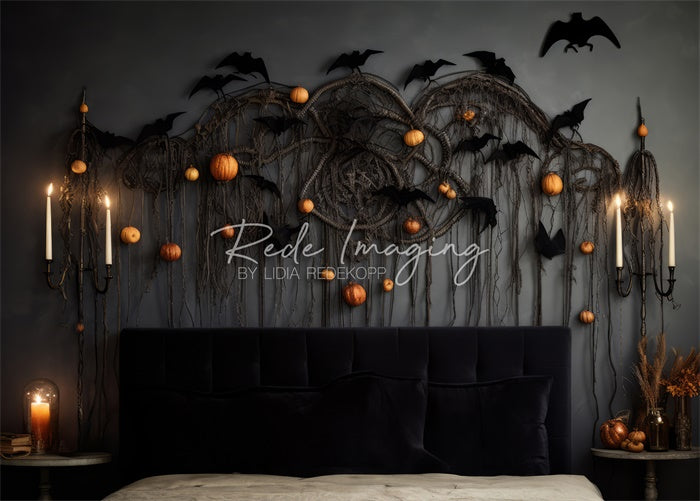 Kate Halloween Tête de lit Chauve-souris Toile de fond conçue par Lidia Redekopp