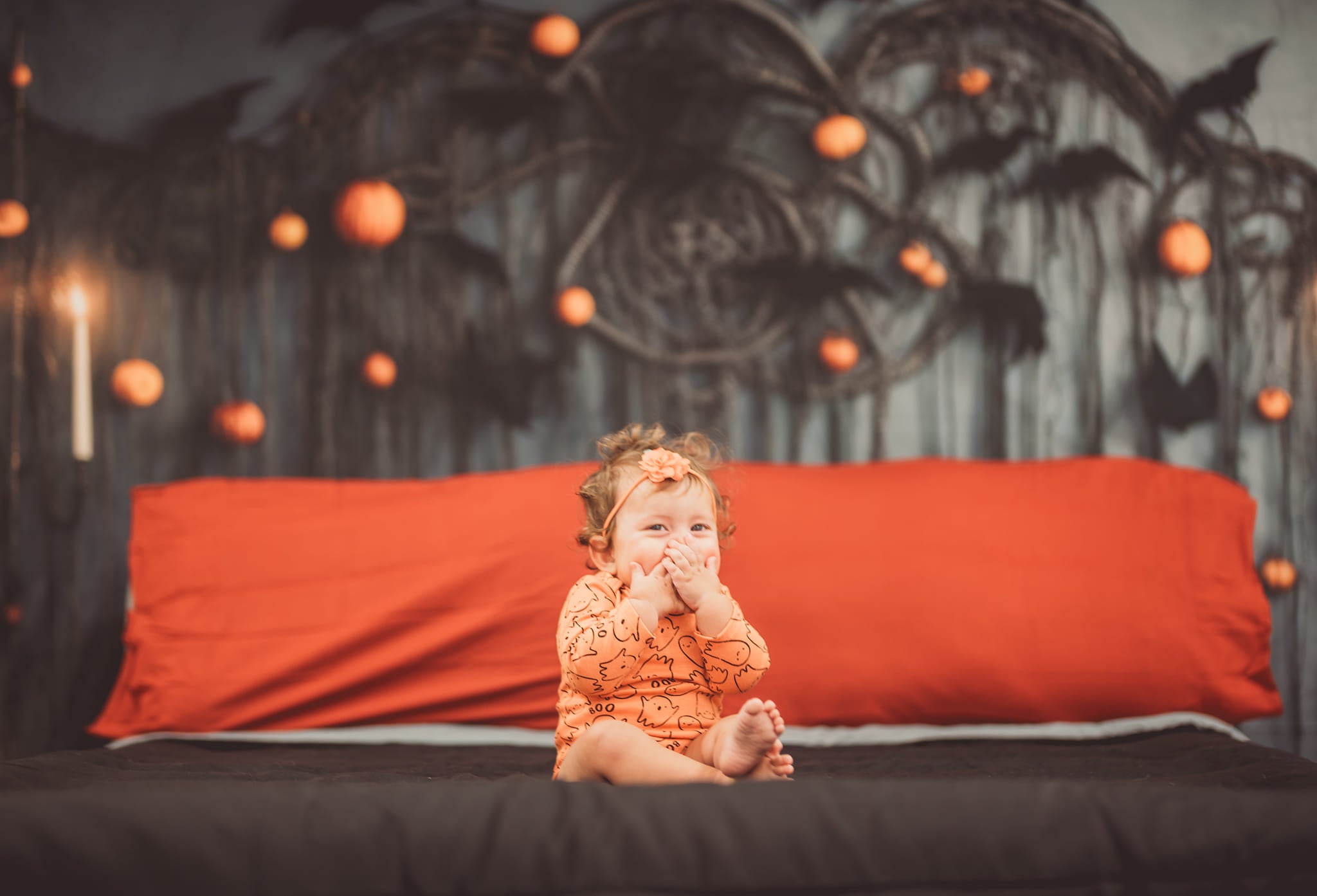Kate Halloween Tête de lit Chauve-souris Toile de fond conçue par Lidia Redekopp - Kate Backdrop FR