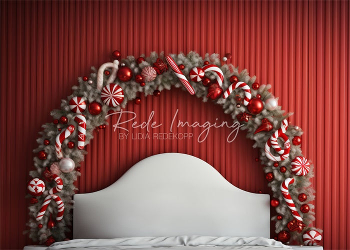 Kate Tête de lit Noël Bonbon Menthe poivrée Toile de fond conçue par Lidia Redekopp
