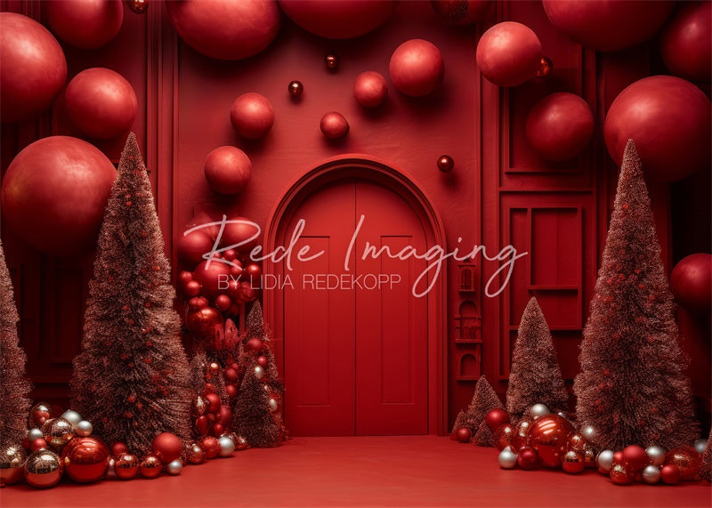 Kate Noël Porte Rouge Arbres Toile de fond conçue par Lidia Redekopp - Kate Backdrop FR