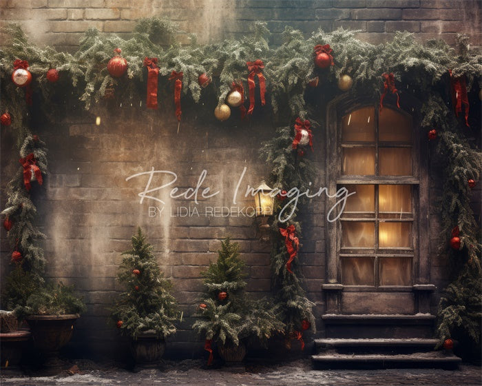 Kate Rubans & Noeuds Noël Plante Extérieur Toile de fond conçue par Lidia Redekopp