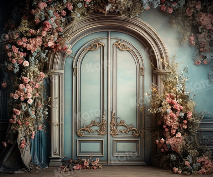 Kate Porte bleue Arche florale Rose Toile de fond conçue par Emetselch