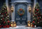 Kate Noël Porte Bleu Arbres Nuit Toile de fond conçue par Emetselch - Kate Backdrop FR