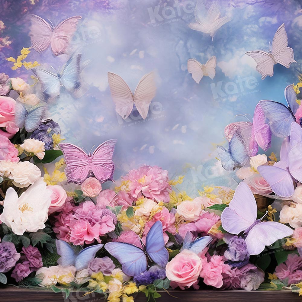 Kate Printemps Papillon Floral Toile de fond conçue par Emetselch