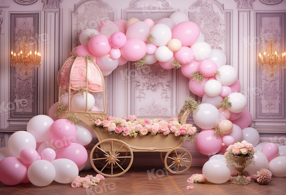Kate Printemps Rose Ballon Chariot floral Toile de fond conçue par Emetselch
