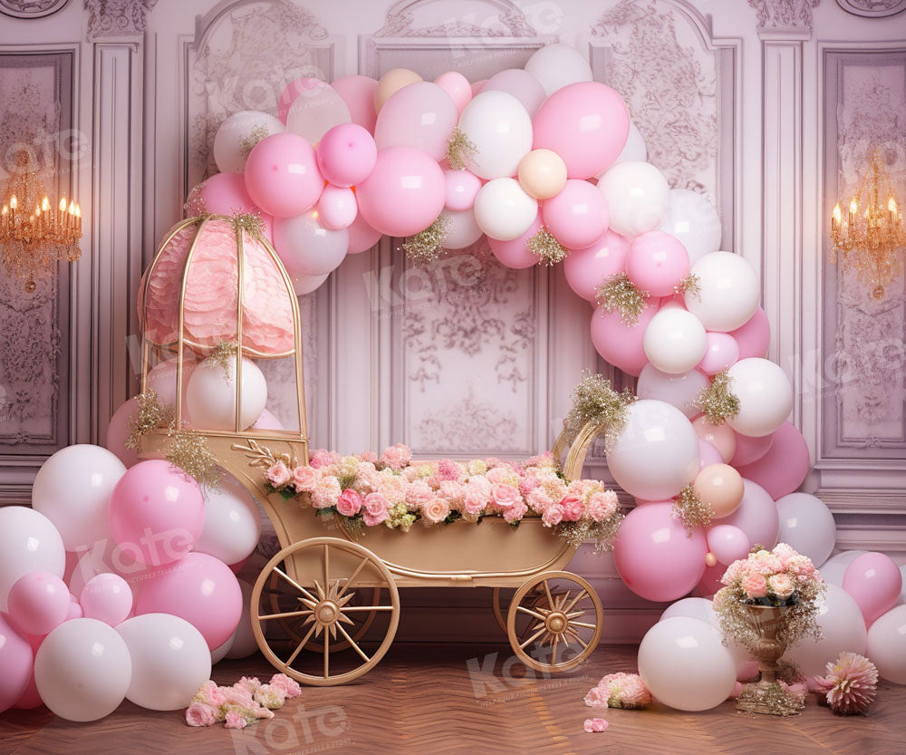 Kate Printemps Rose Ballon Chariot floral Toile de fond conçue par Emetselch