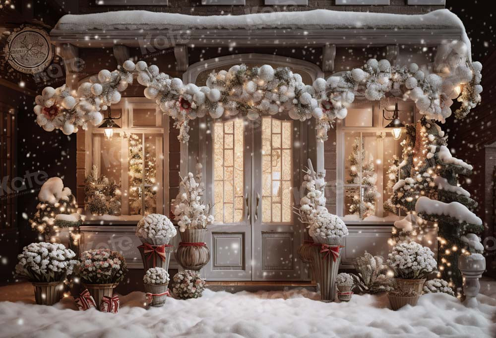 Kate Hiver Noël Maison Neige Lumière Toile de fond conçue par Emetselch