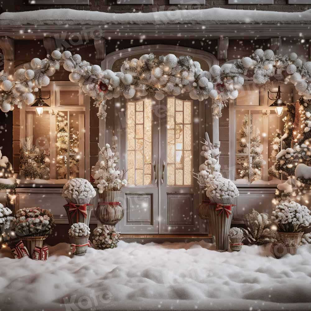 Kate Hiver Noël Maison Neige Lumière Toile de fond conçue par Emetselch