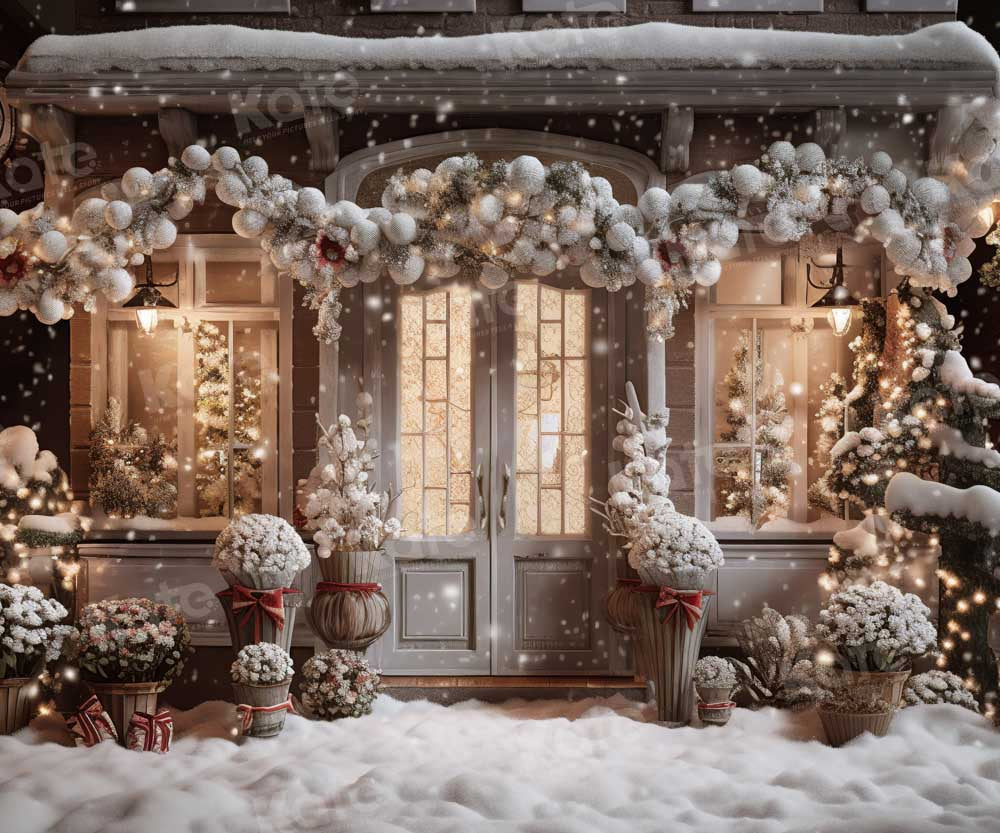 Kate Hiver Noël Maison Neige Lumière Toile de fond conçue par Emetselch