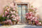 Kate Printemps Fleurs roses Porte bleue Toile de fond conçue par Emetselch - Kate Backdrop FR