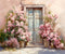 Kate Printemps Fleurs roses Porte bleue Toile de fond conçue par Emetselch - Kate Backdrop FR