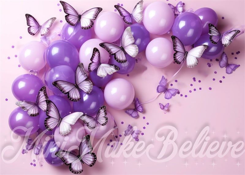 Kate Ballons Papillon Anniversaire Toile de fond conçue par Mini MakeBelieve - Kate Backdrop FR