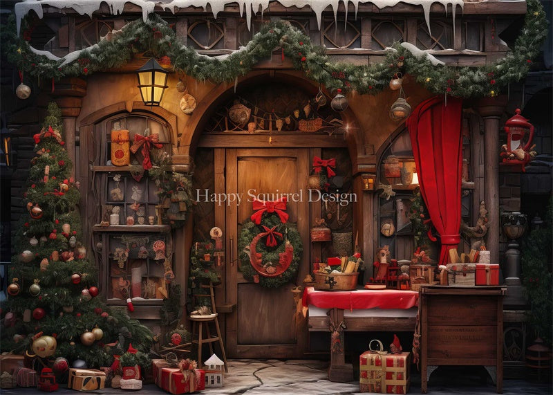 Kate Noël Cadeaux à la Porte Toile de fond Conçu par Happy Squirrel Design - Kate Backdrop FR
