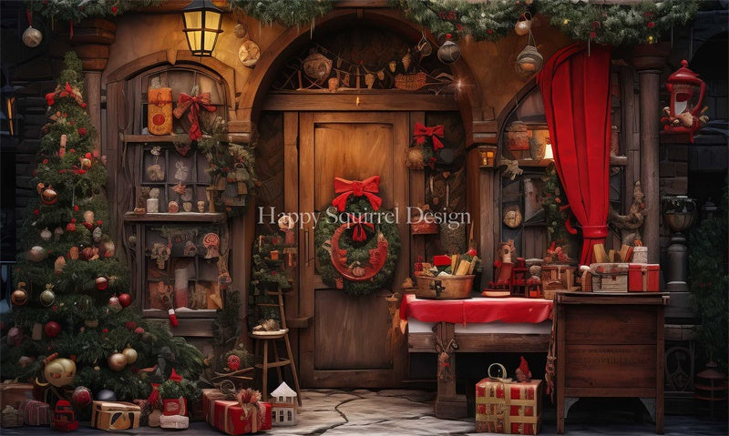Kate Noël Cadeaux à la Porte Toile de fond Conçu par Happy Squirrel Design - Kate Backdrop FR