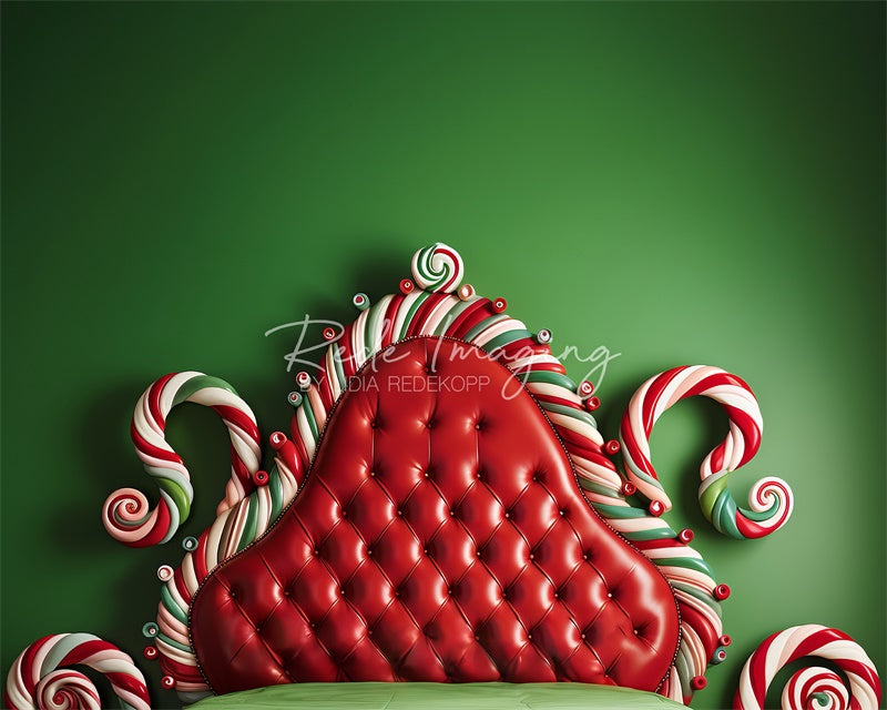 Kate Vert & Rouge Bonbons Noël Tête de lit Toile de fond conçue par Lidia Redekopp