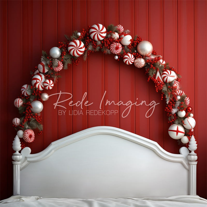 Kate Menthe poivrée & Houx Noël Tête de lit Toile de fond conçue par Lidia Redekopp