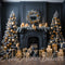 Kate Arbres Noël Cheminée Ornements dorés Toile de fond conçue par Mini MakeBelieve - Kate Backdrop FR