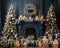 Kate Arbres Noël Cheminée Ornements dorés Toile de fond conçue par Mini MakeBelieve - Kate Backdrop FR