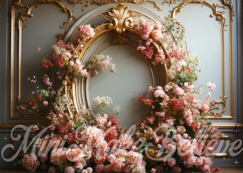 Kate Anniversaire Cadre Floral Rose Mur Toile de fond conçue par Mini MakeBelieve