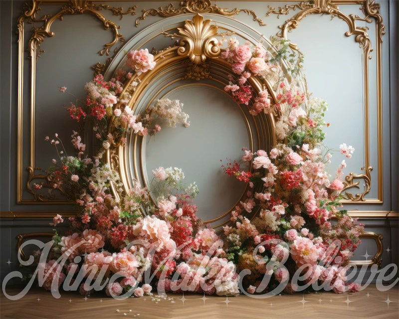 Kate Anniversaire Cadre Floral Rose Mur Toile de fond conçue par Mini MakeBelieve
