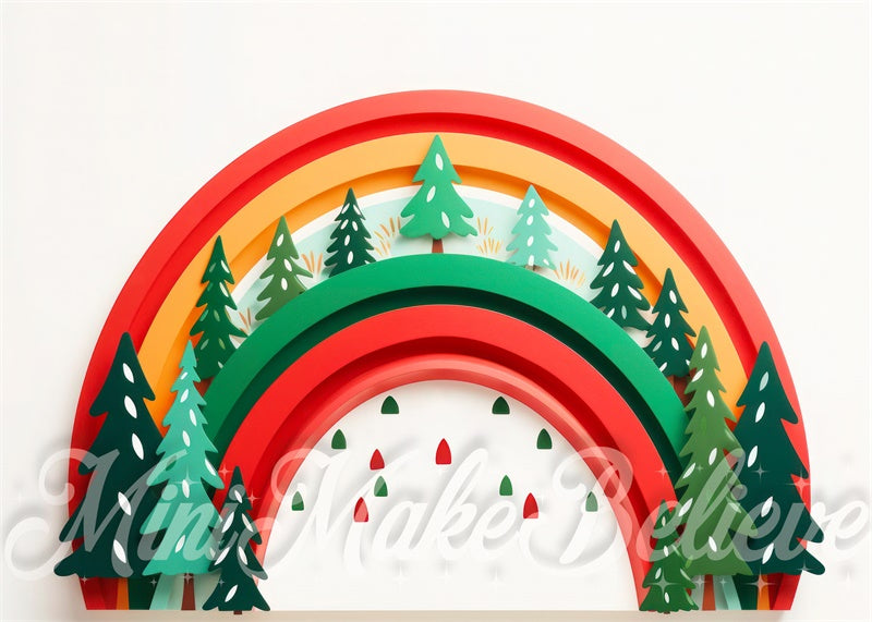 Kate Arc-en-ciel Arbres de Noël Hiver Toile de fond conçue par Mini MakeBelieve