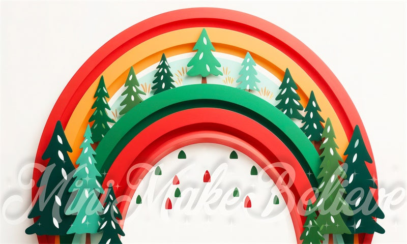 Kate Arc-en-ciel Arbres de Noël Hiver Toile de fond conçue par Mini MakeBelieve