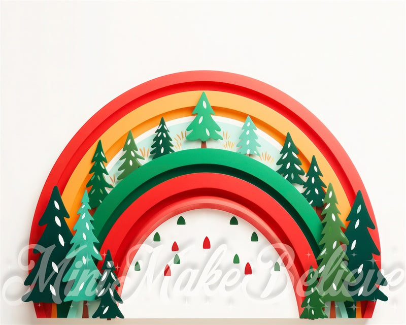 Kate Arc-en-ciel Arbres de Noël Hiver Toile de fond conçue par Mini MakeBelieve
