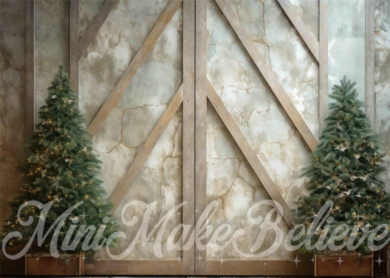 Kate Hiver Sapins de Noel Mur de Marbre Toile de fond conçue par Mini MakeBelieve - Kate Backdrop FR