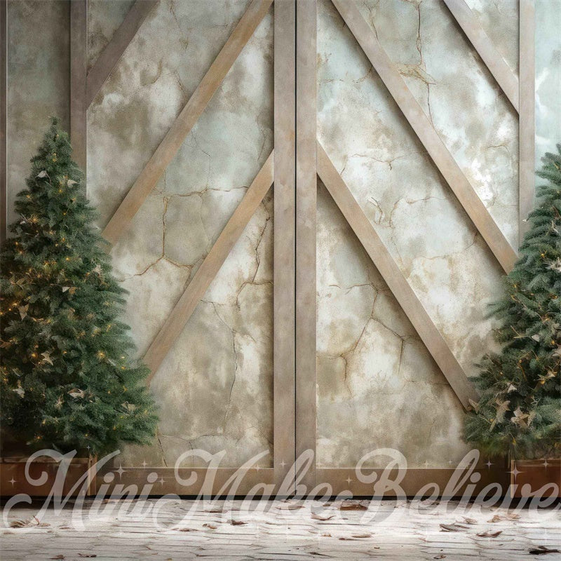 Kate Hiver Sapins de Noel Mur de Marbre Toile de fond conçue par Mini MakeBelieve - Kate Backdrop FR
