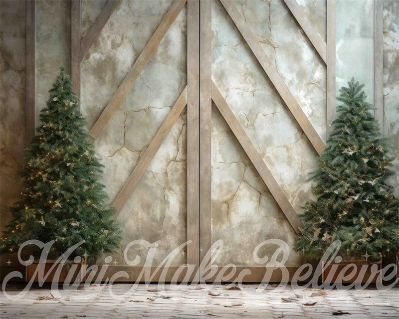 Kate Hiver Sapins de Noel Mur de Marbre Toile de fond conçue par Mini MakeBelieve - Kate Backdrop FR