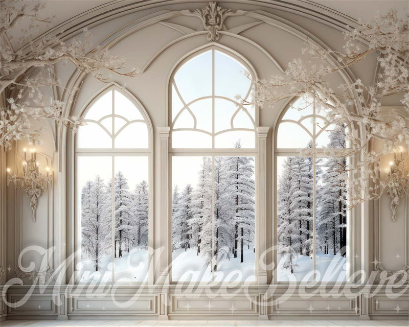 Kate Hiver Chambre Luxe Givrée Fenêtres Toile de fond conçue par Mini MakeBelieve