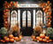 Kate Automne Maison de Citrouille Porte Toile de fond pour la photographie - Kate Backdrop FR