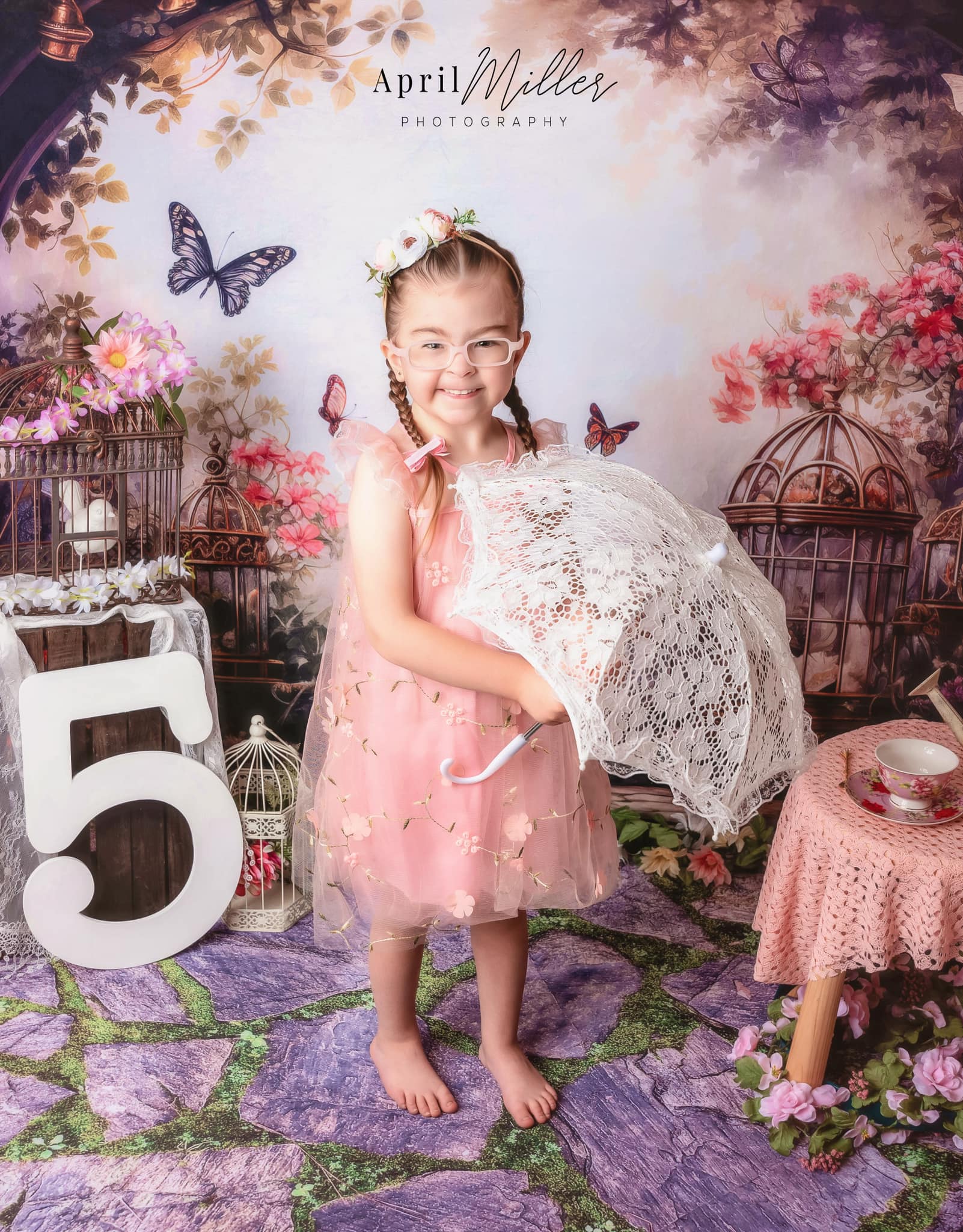 Kate Printemps Papillon Fleur Jardin Toile de fond conçue par Chain Photographie - Kate Backdrop FR