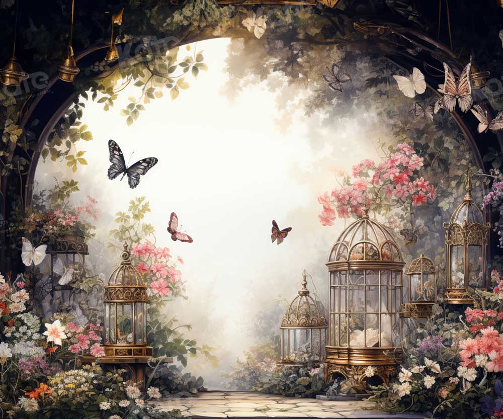 Kate Printemps Papillon Fleur Jardin Toile de fond conçue par Chain Photographie - Kate Backdrop FR