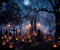 Kate Halloween Citrouille Cimetière Nuit Lune Toile de fond pour la photographie - Kate Backdrop FR
