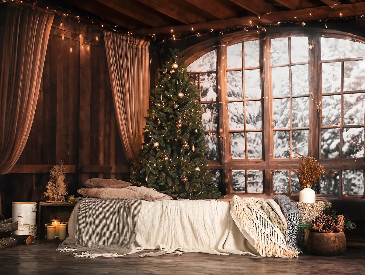Kate Noël Chambre en bois Fenêtre Canapé Toile de fond conçue par Emetselch - Kate Backdrop FR