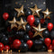 Kate Ballons Noir & Rouge Étoiles Anniversaire Toile de fond pour la photographie - Kate Backdrop FR