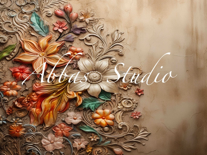 Kate Bohème Mur floral Beige Toile de fond conçue par Abbas Studio