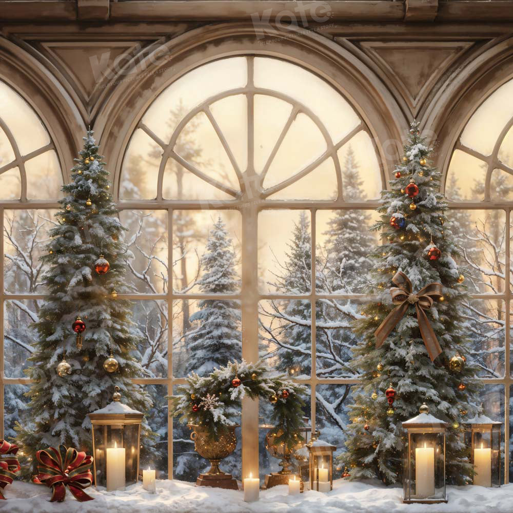 Kate Hiver Noël Fenêtre Arbres Toile de fond conçue par Chain Photographie