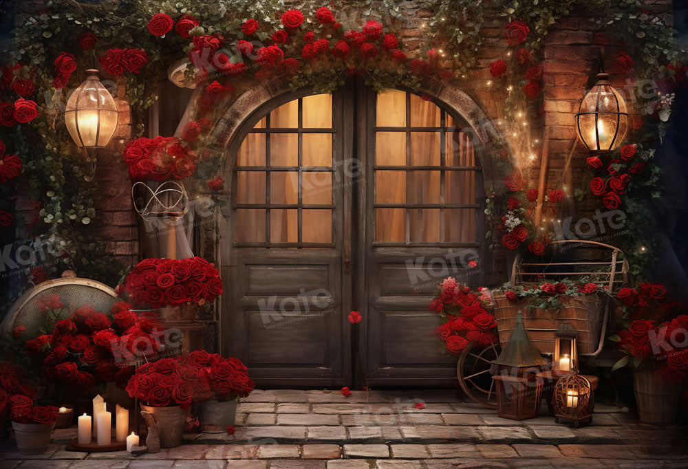 Kate Saint Valentin Roses Maison Porte Toile de fond conçue par Emetselch