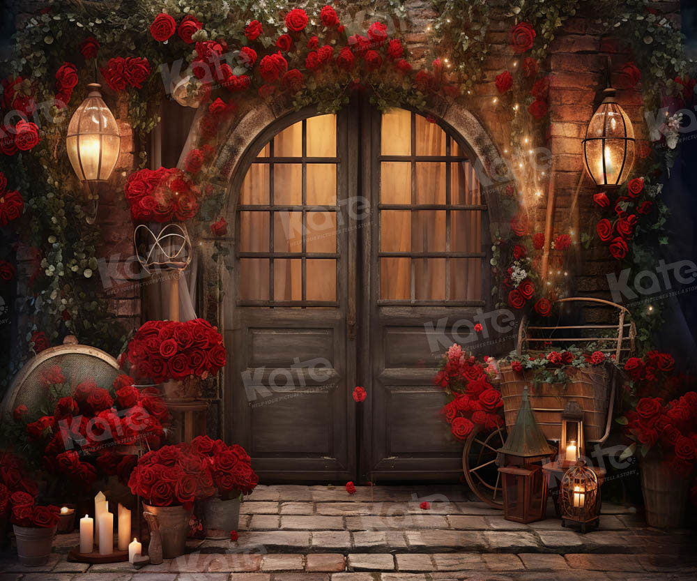 Kate Saint Valentin Roses Maison Porte Toile de fond conçue par Emetselch