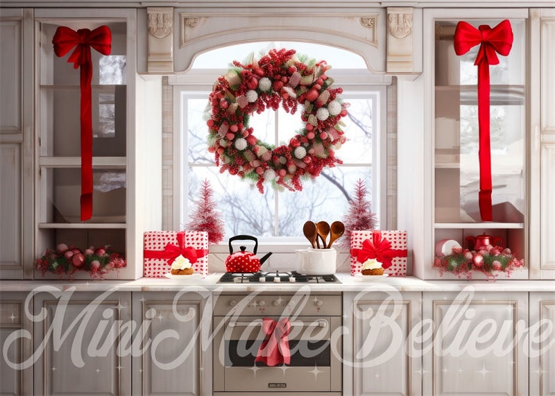 Kate Cuisine Grande couronne au milieu Noël Toile de fond conçue par Mini MakeBelieve