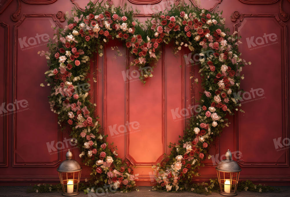 Kate Saint Valentin Arche d'amour fleurie Mariage Toile de fond conçue par Emetselch - Kate Backdrop FR