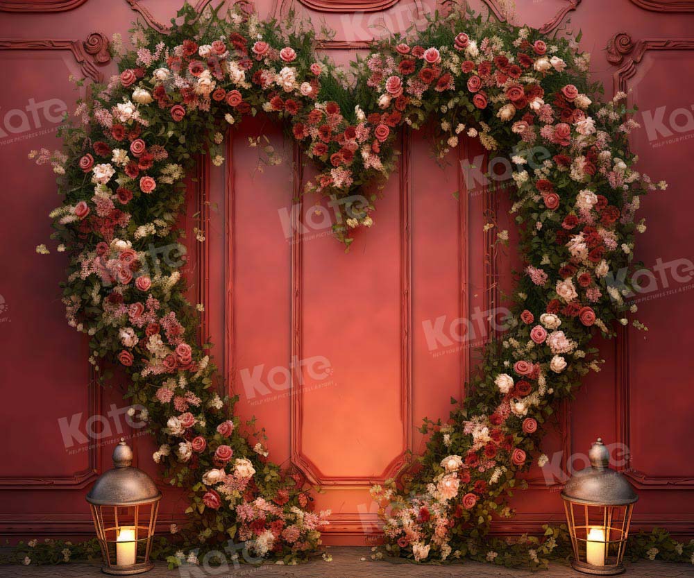 Kate Saint Valentin Arche d'amour fleurie Mariage Toile de fond conçue par Emetselch - Kate Backdrop FR