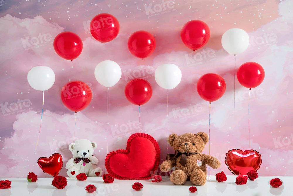 Kate Saint Valentin Ours en peluche Ballons Toile de fond conçue par Emetselch