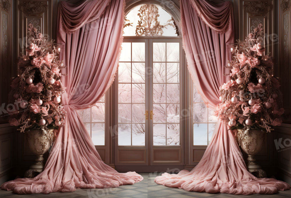 Kate Rose Rideaux Noël Chambre Fenêtre Toile de fond conçue par Chain Photographie