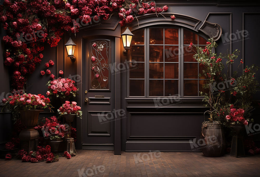 Kate Saint Valentin Roses rouges Maison Porte Toile de fond conçue par Emetselch