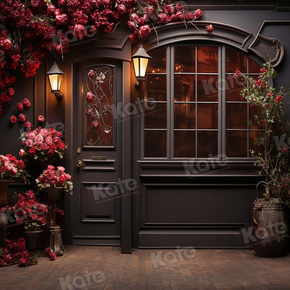 Kate Saint Valentin Roses rouges Maison Porte Toile de fond conçue par Emetselch