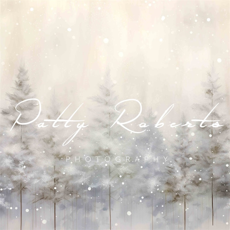 Kate Hiver Neige Arbres Bokeh Toile de fond conçue par Patty Robert - Kate Backdrop FR